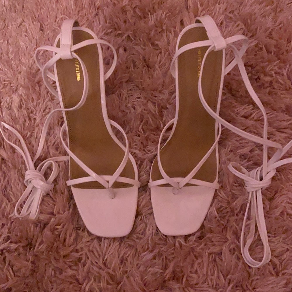 White-Leg strap Heels